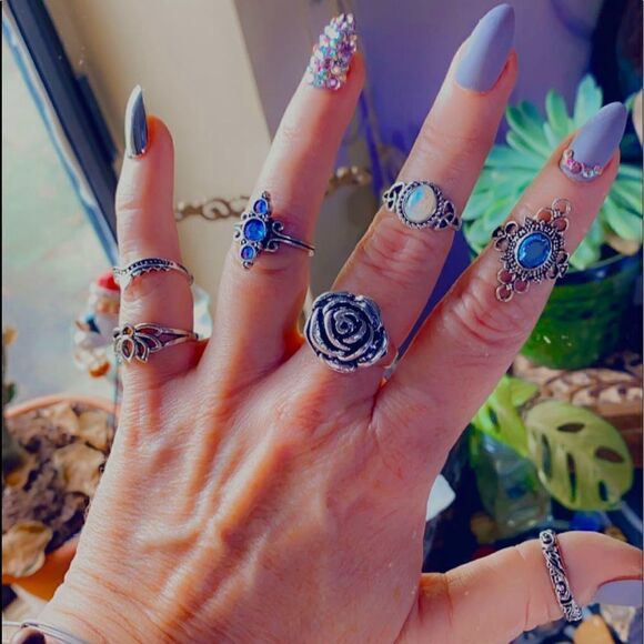 Boho Festival 7 Piece Ring Set - Picture 1 of 3